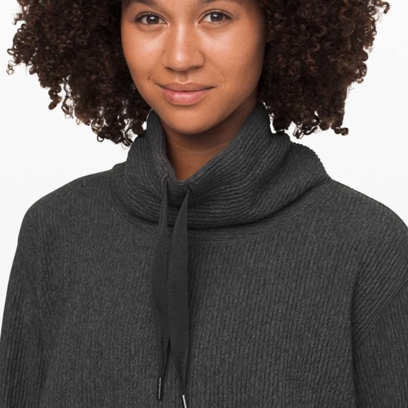 Lululemon Retreat Yourself Heathered Gray Cowl Neck Bell Sleeve Pullover Sweater - Picture 4 of 11